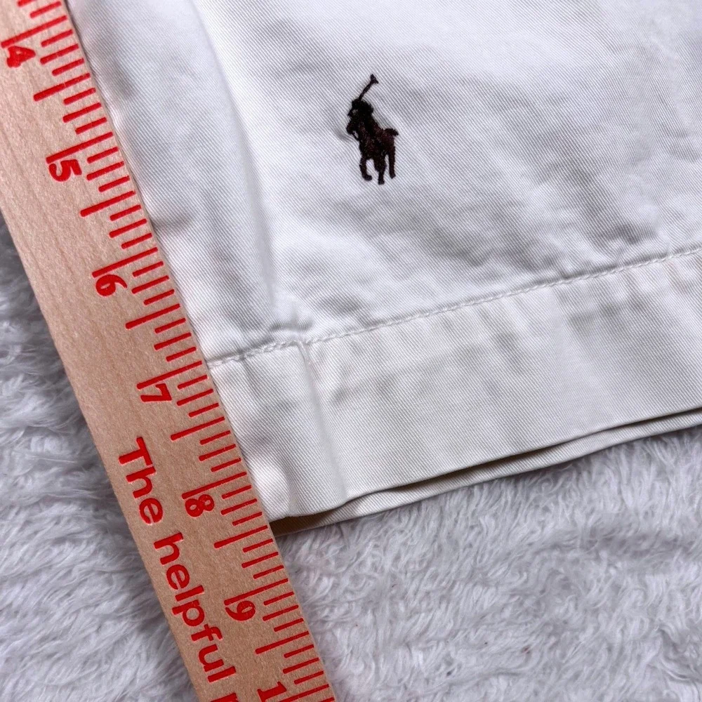 Polo Ralph Lauren Shorts Chinos Mens 33‎ White All Over PONY OGO Classic Preppy